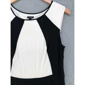 Ann Taylor Black and White Colorblock Midi Dress